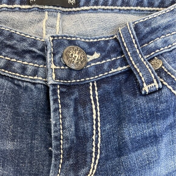 Be Rocks For Express Women's Blue  Medium Wash Rock Revival Bootcut Jeans Sz 2R - Picture 7 of 12